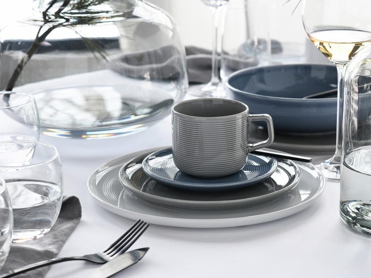 Kombiservice 30-Teilig. Porzellan, multicolor - Graublau/Weiß, Basics, Keramik - Creatable