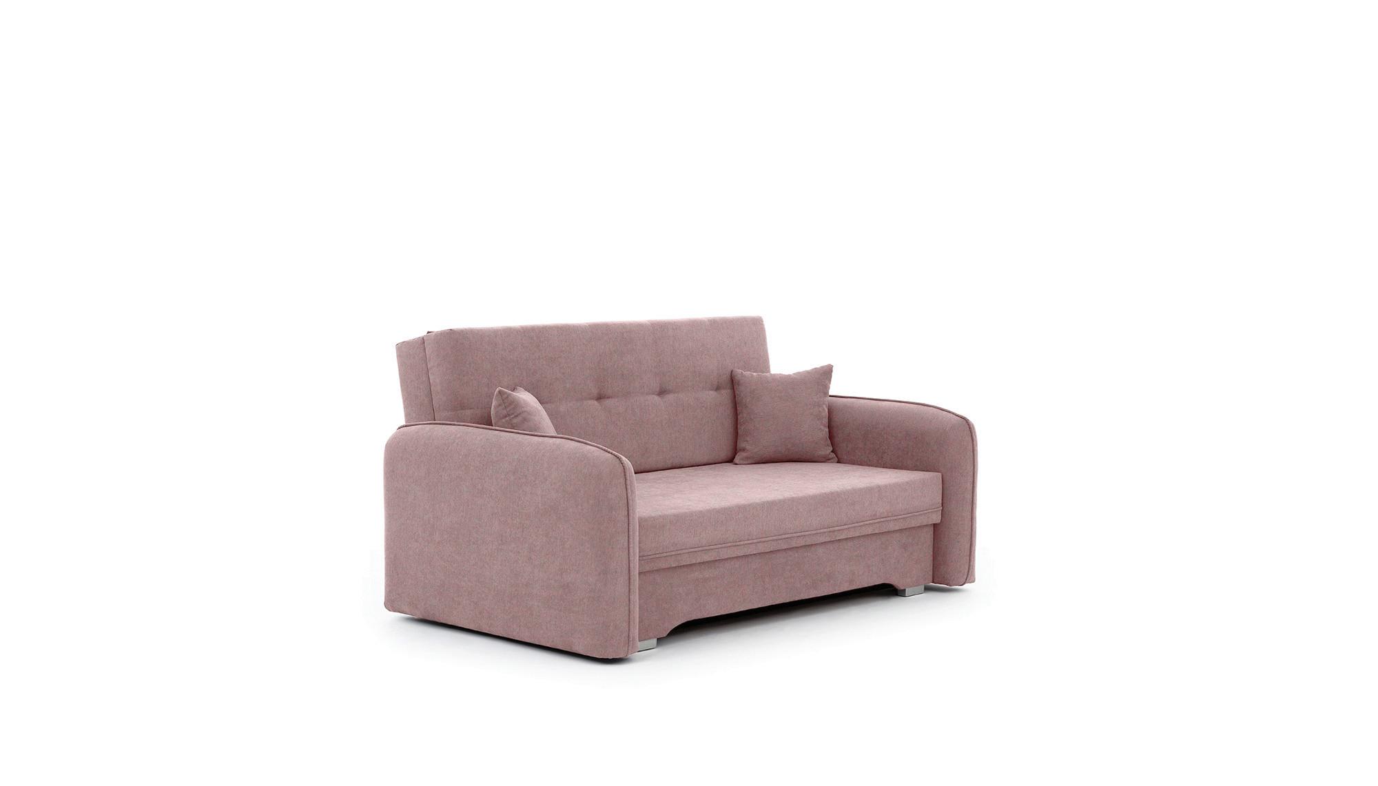 Schlafsofa Laine Rosa, B: 155 cm - Silberfarben/Rosa, Design, Textil (155/105/75cm) - MID.YOU