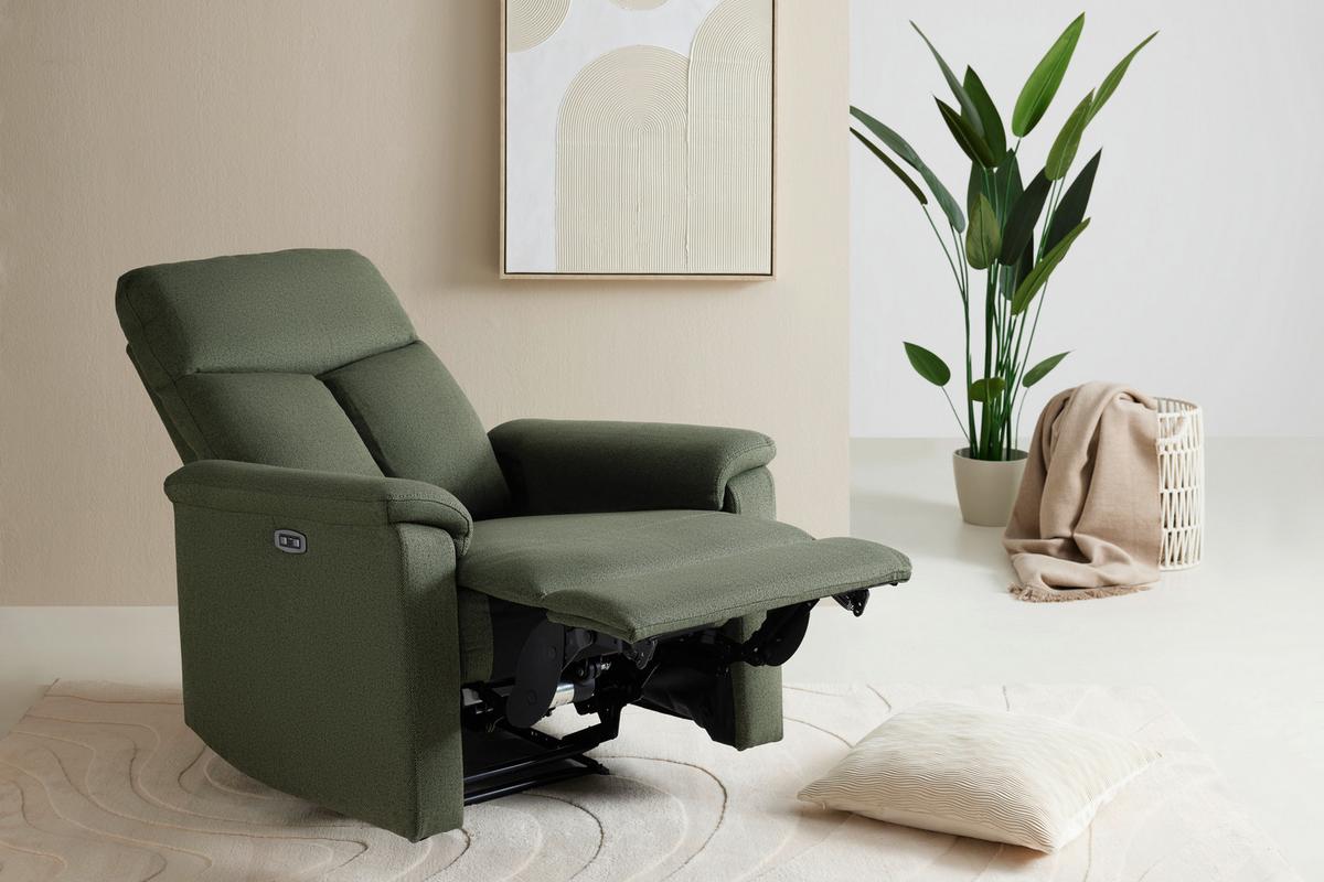 Relaxačné kreslo LEWIS, zelená - čierna/zelená, Modern, kov/drevo (81/108/94cm) - Mömax