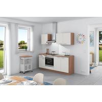 Küchenzeile Base ohne Geräte 200 cm Weiß/Bergeiche - Eichefarben/Weiß, Design, Holzwerkstoff (200cm) - Express
