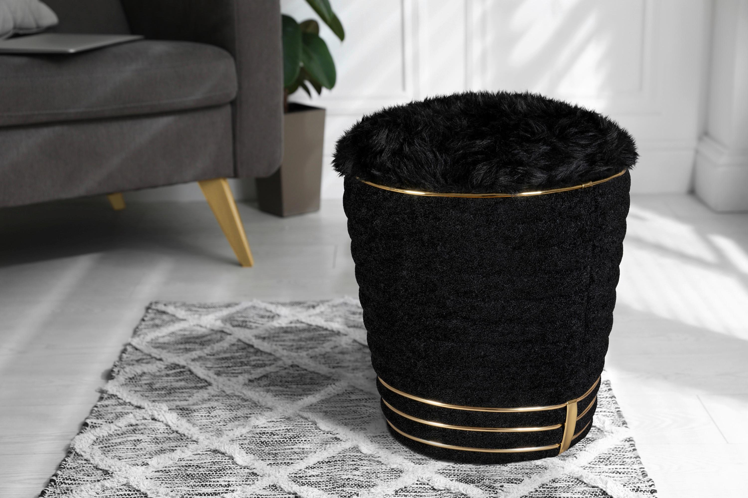 Hocker Doric 335 Goldfarben/Schwarz D: 42 cm - Goldfarben/Schwarz, Design, Textil (42/50cm) - Kayoom