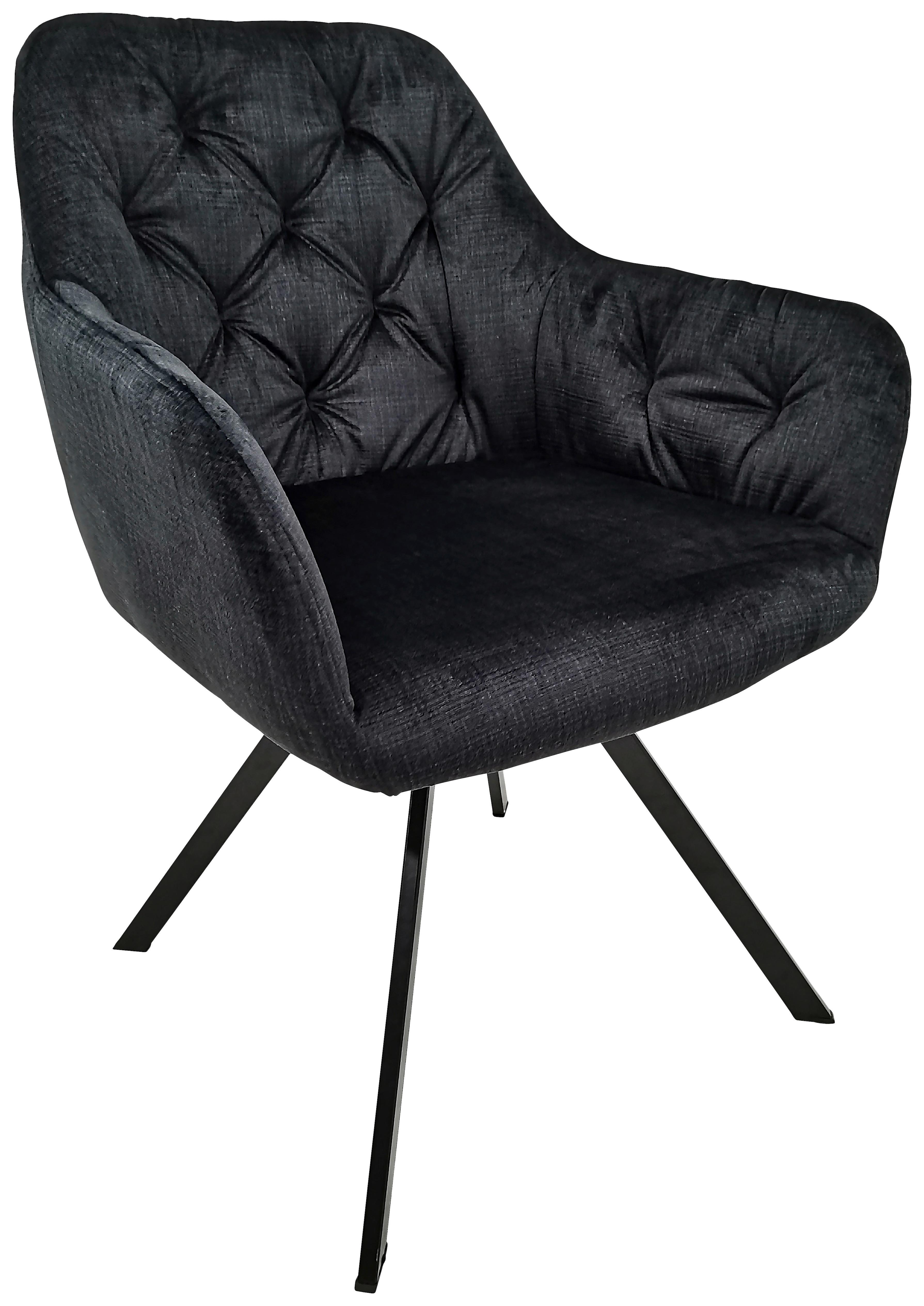 SADA ŽIDLÍ S PODRUČKAMI GEORGIA - černá, Moderní, kov/textil (57/85/62cm) - MID.YOU
