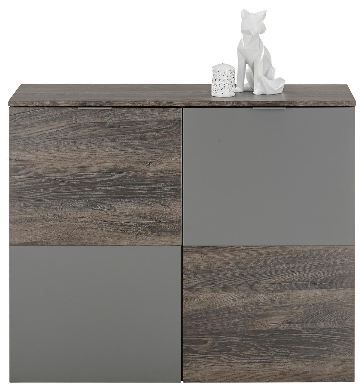 Kommode 100 Cm Cremona, Grau/rima Oak Dunkel Dekor - Schwarz/Grau, LIFESTYLE, Holzwerkstoff (100/84/38cm) - MID.YOU