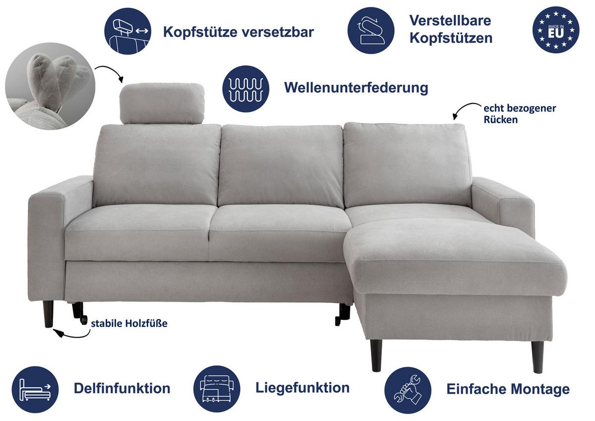 Eckschlafsofa Passione Dunkelgrün S: 234x147 cm - Dunkelgrün/Schwarz, MODERN, Textil (234/147cm) - Livetastic