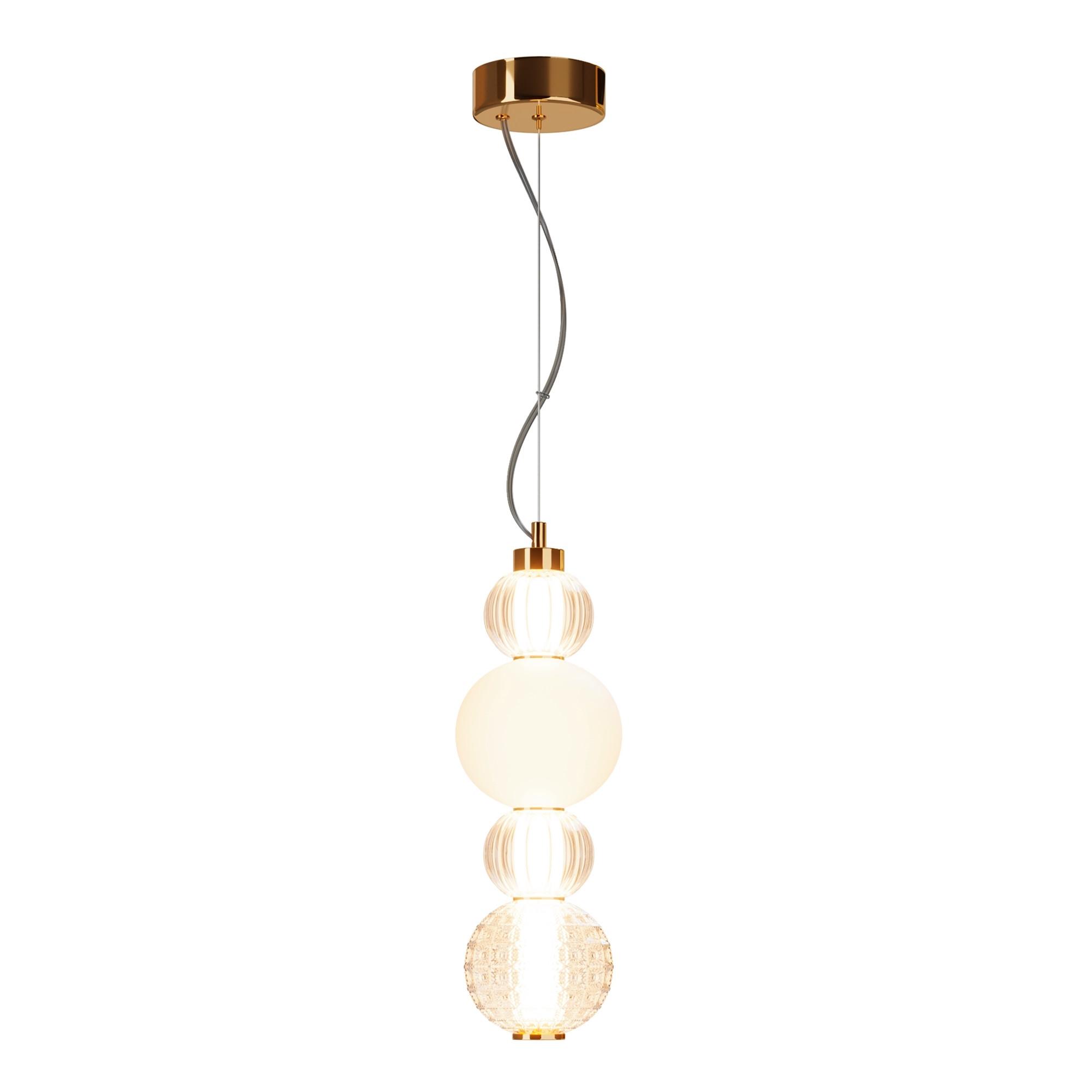 Pendelleuchte Collar - Transparent/Goldfarben, Trend, Glas/Kunststoff (14.7/45cm) - MAYTONI