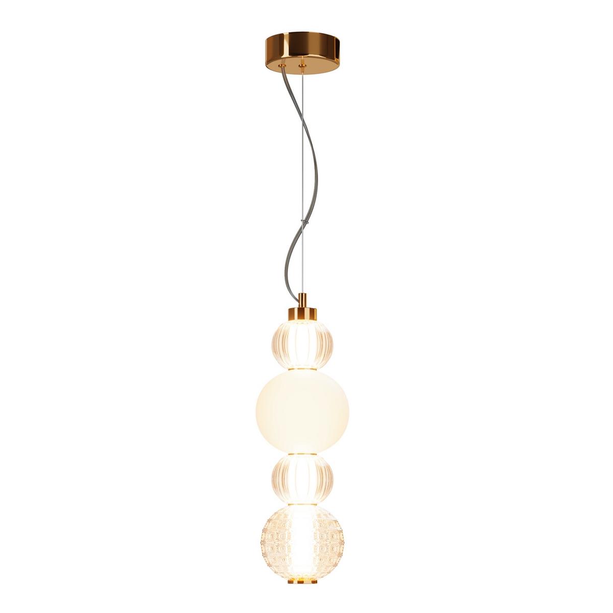 Pendelleuchte Collar - Transparent/Goldfarben, Trend, Glas/Kunststoff (14.7/45cm) - MAYTONI