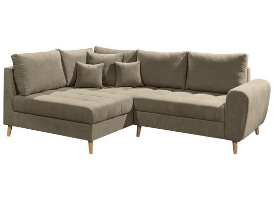 Ecksofa mit Holzfüßen + Kissen Alice, Webstoff - Sandfarben/Kieferfarben, KONVENTIONELL, Holzwerkstoff/Textil (175/249cm) - Carryhome Ecksofa mit Holzfüßen + Kissen Alice, Webstoff - Sandfarben/Kieferfarben, KONVENTIONELL, Holzwerkstoff/Textil (175/249cm) - Carryhome