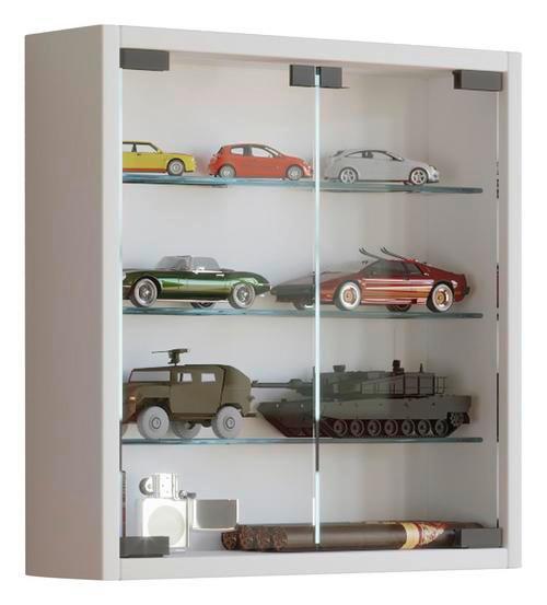 Hängevitrine Mandosa S B: 40cm Weiß Dekor mit Glastüren