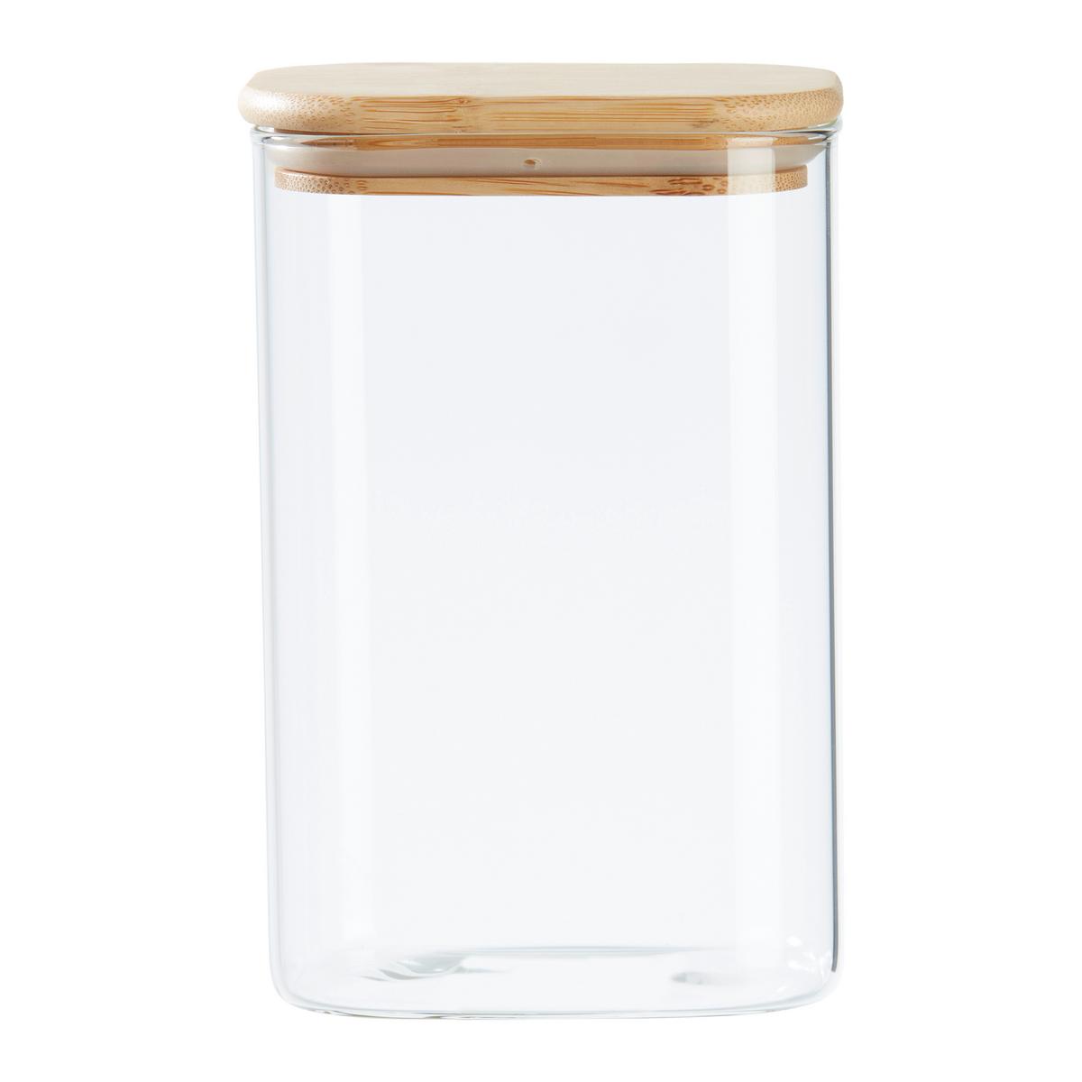 dóza na potraviny HALDOR - CA. 1,35L - průhledné/přírodní barvy, Konvenční, dřevo/plast (12,1/8,,3/18,7cm) - Mömax