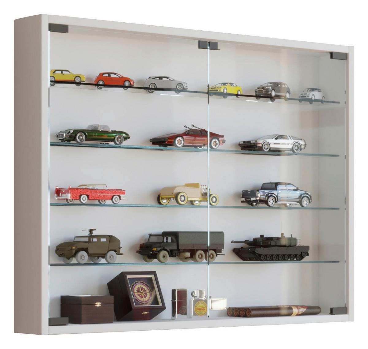 Závěsná vitrína Mandosa L š: 80 cm bílá - bílá/černá, Konvenční, kompozitní dřevo/plast (80/60/10cm) - MID.YOU