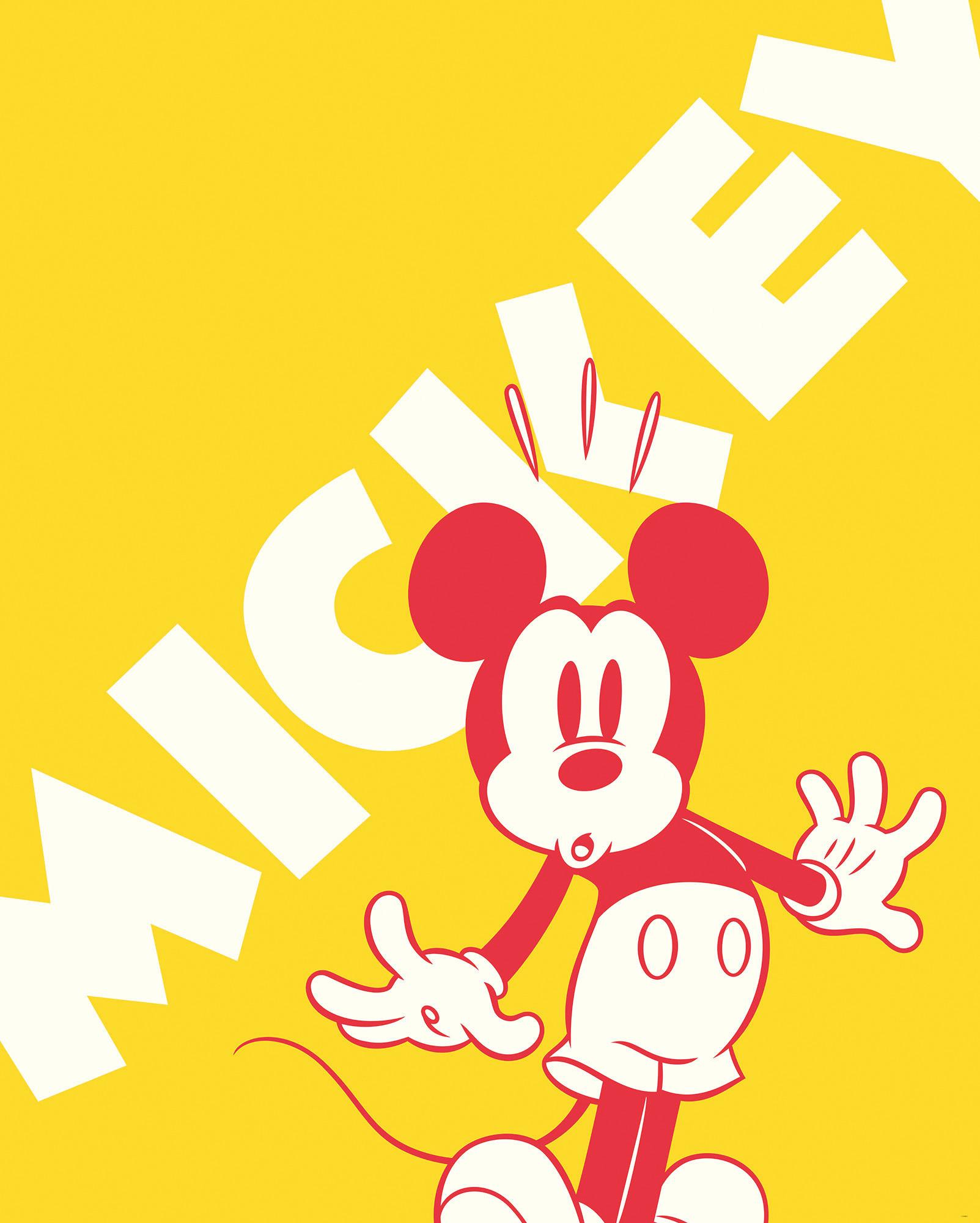Vliestapete Mickey Contrast - Gelb/Rot, Basics (200/250cm) - Komar