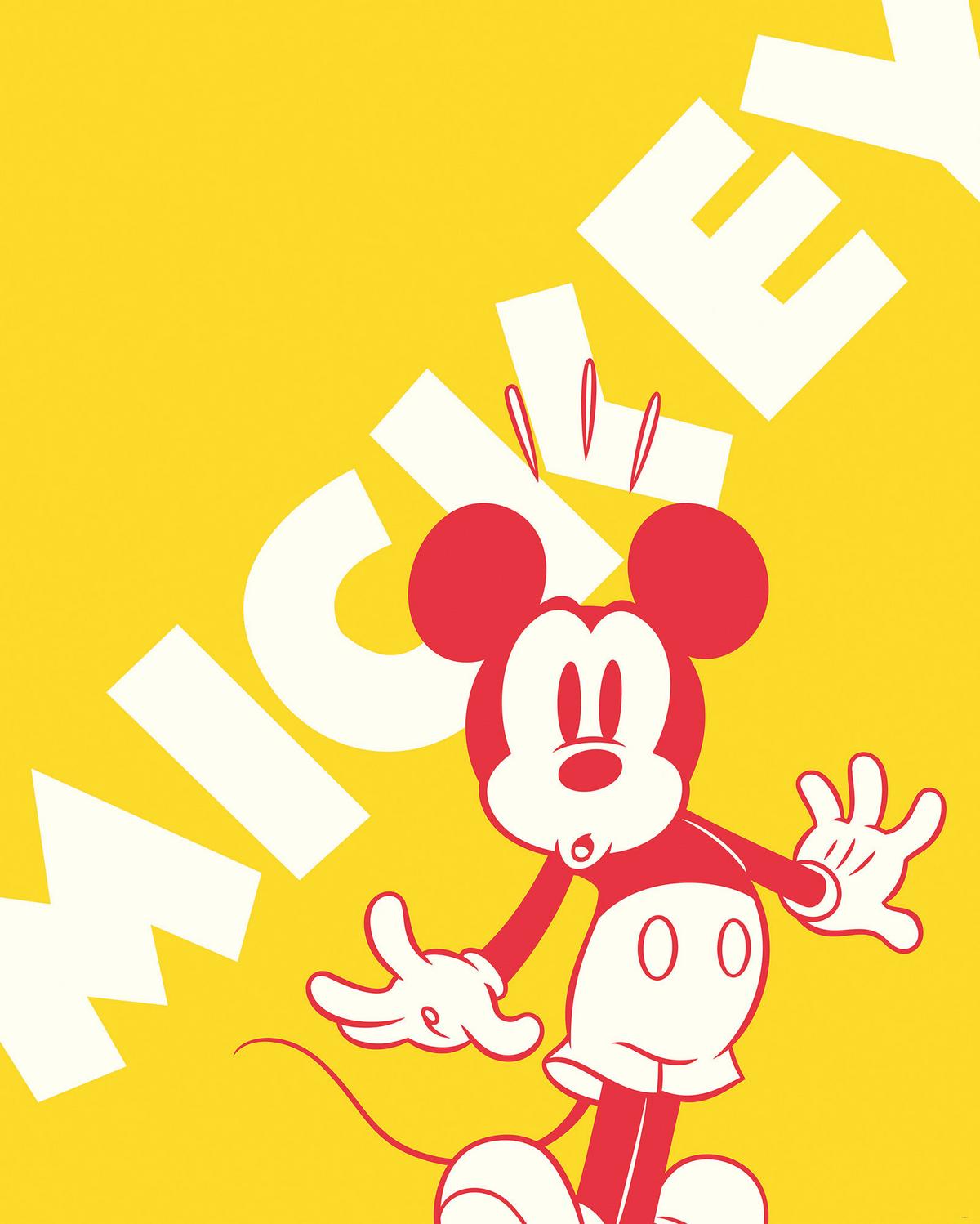 Vliestapete Mickey Contrast - Gelb/Rot, Basics (200/250cm) - Komar