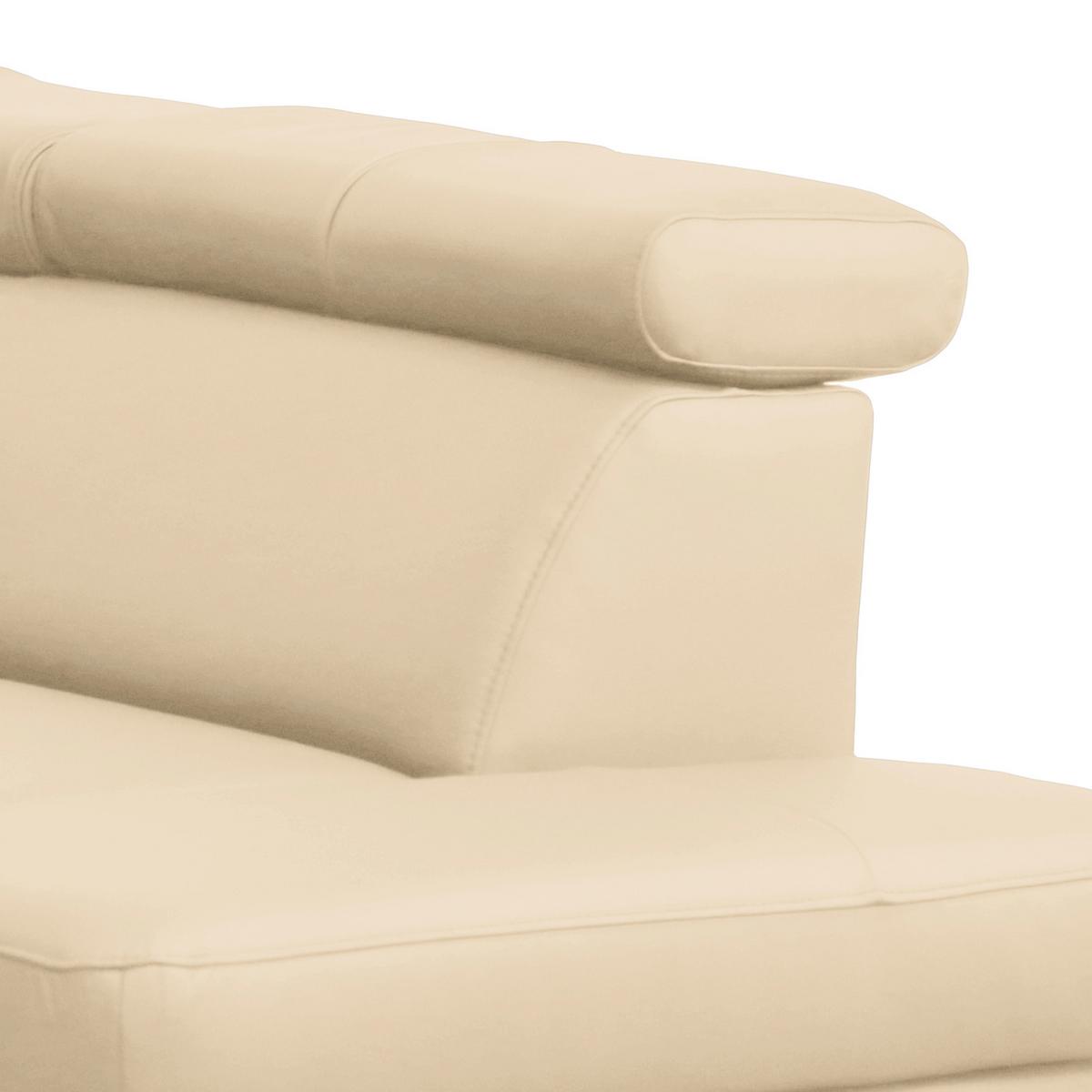 Ecksofa Lince Beige S: 257x197 Cm - Chromfarben/Beige, Design, Leder/Textil (257/197cm) - Livetastic