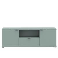 TV diel Ganymede, šalviovozelená, š: 130cm - čierna/šalviovozelená, Modern, kov/kompozitné drevo (129,8/43,9/41,3cm)