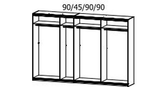 Schwebetürenschrank mit Spiegel 316cm Bensheim, Weiß - Klar/Eichefarben, MODERN, Holzwerkstoff (316/211/62cm) - James Wood