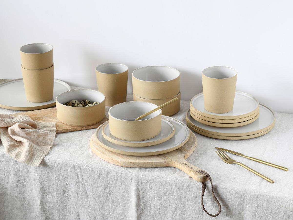 Kombinovaná souprava FUTURO WHITE SAND, 8-dílná - bílá/pískové barvy, Trend, keramika - Creatable