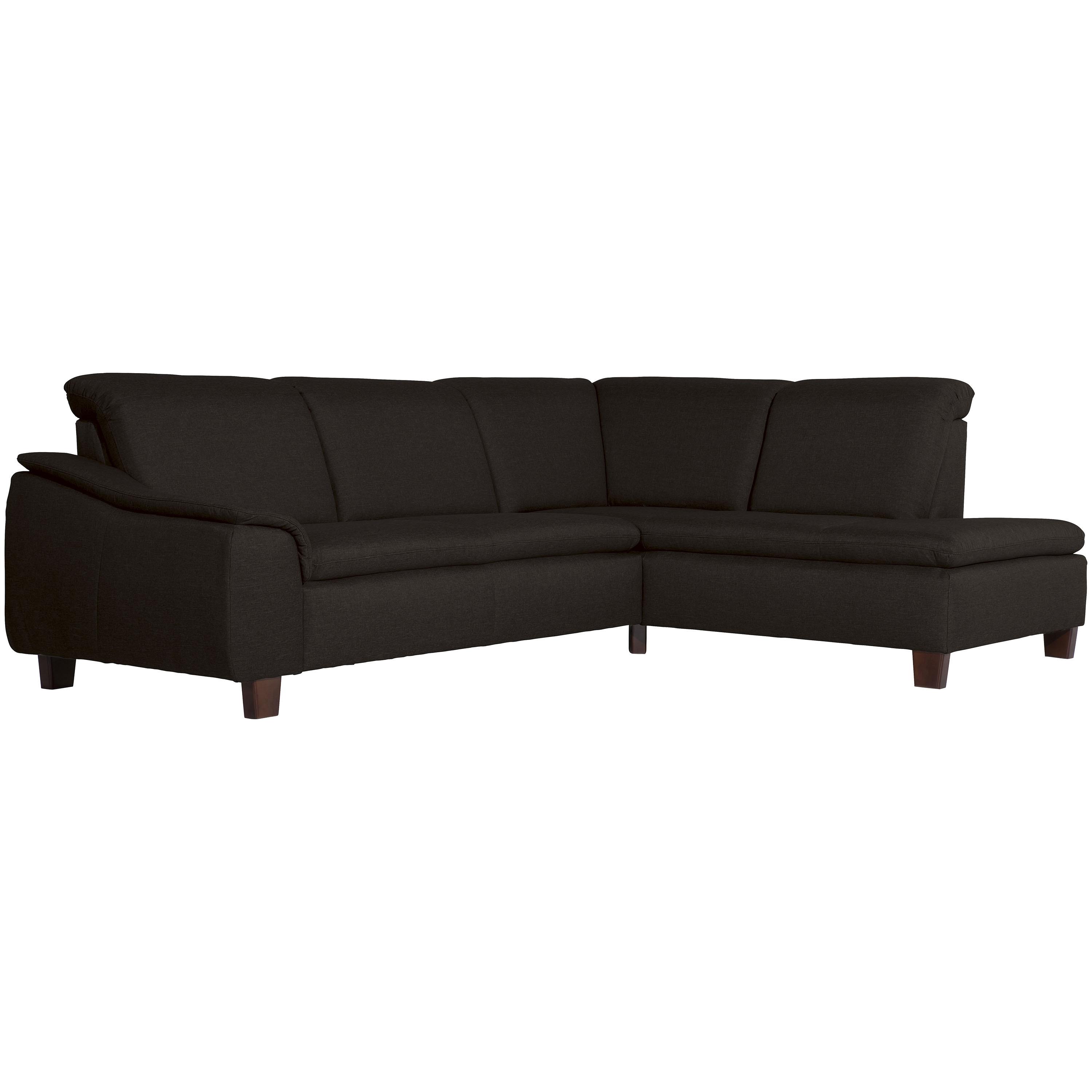 Ecksofa Aaron Dunkelbraun Flachgewebe - Dunkelbraun/Nussbaumfarben, Design, Textil (247/187cm) - Max Winzer