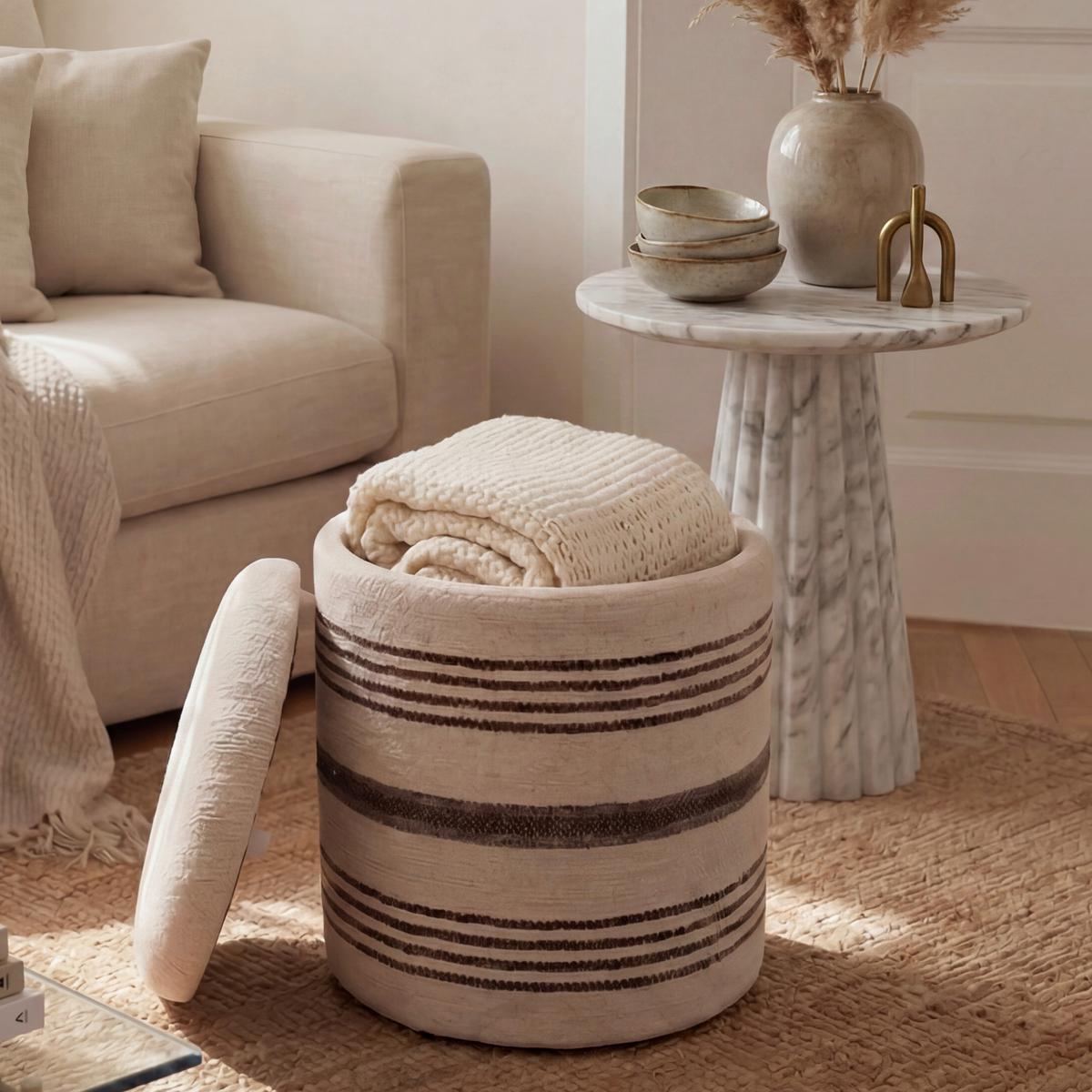 Taburet, š: 40 cm - béžová, Design, textil (40/45/40cm) - Livetastic