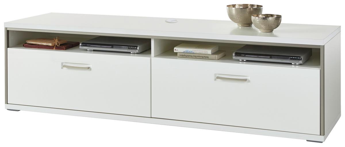 TV-Element Trento B: 184 cm Silberfarben/Weiß - Weiß Hochglanz/Silberfarben, Design, Holzwerkstoff/Metall (184/51/52cm) - Livetastic