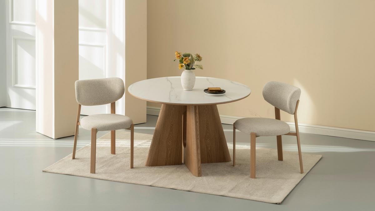 Esstisch Otis Weiß/Eichefarben D: 120 cm - Eichefarben/Weiß, MODERN, Holz/Holzwerkstoff (120/120/75cm) - Livetastic