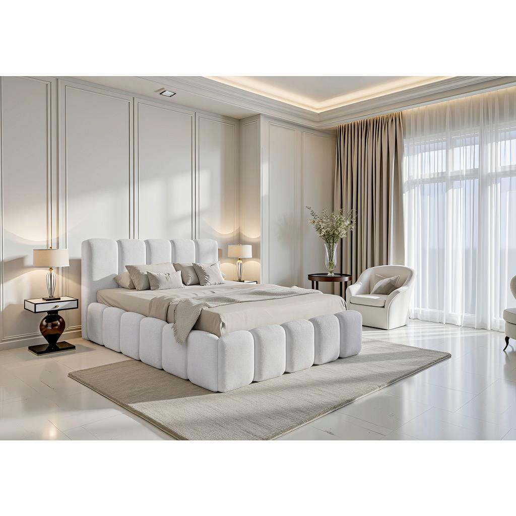 Polsterbett mit Bettkasten 180x200 cm Artamide Perlmutt