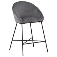 Barhocker Velvet - Dunkelgrau/Schwarz, Design, Textil/Metall (58,5/97/57cm) - Livetastic