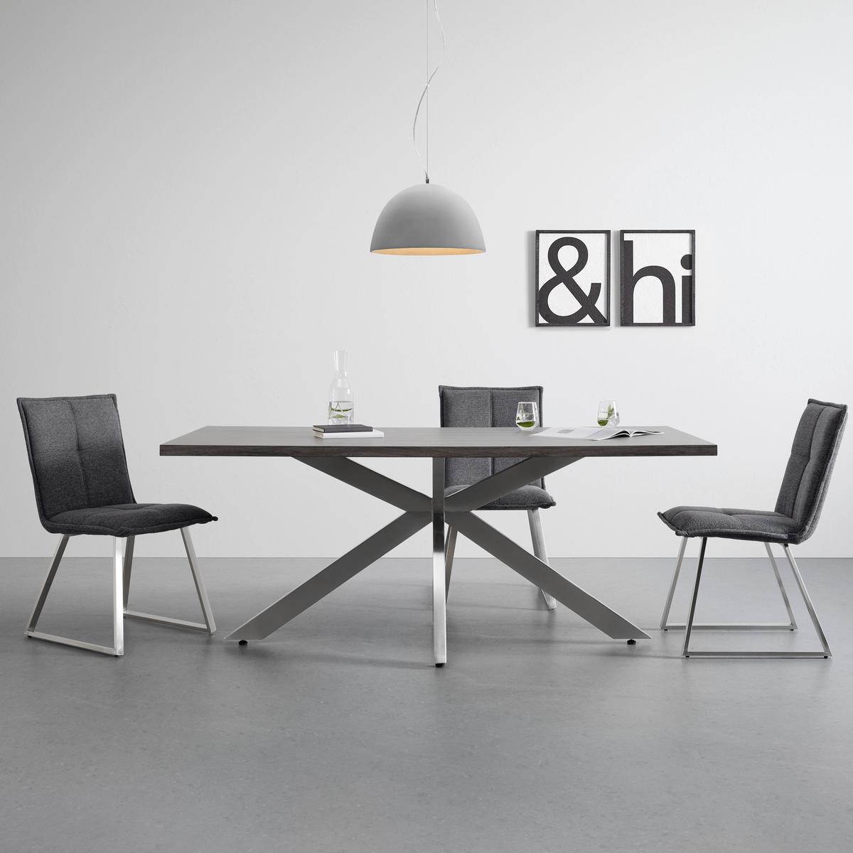 Jídelní stůl ILIAS 180x90 cm - barvy stříbra/barvy vlašských ořechů, Moderní, kov/dřevo (180/90/76cm) - Bessagi Home