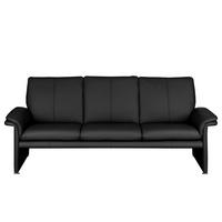 3-Sitzer-Sofa Comodo Echtleder Schwarz B: 214 cm - Silberfarben/Schwarz, Design, Leder (214/90/88cm) - Livetastic