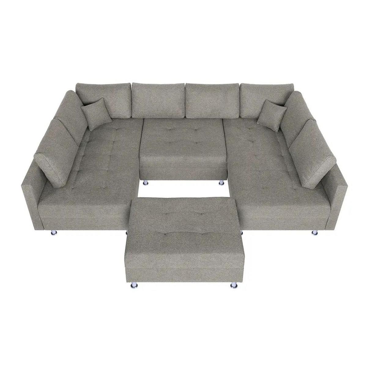 Wohnlandschaft Sofia - Taupe/Chromfarben, Design, Holzwerkstoff/Textil (192/308/192cm) - P & B
