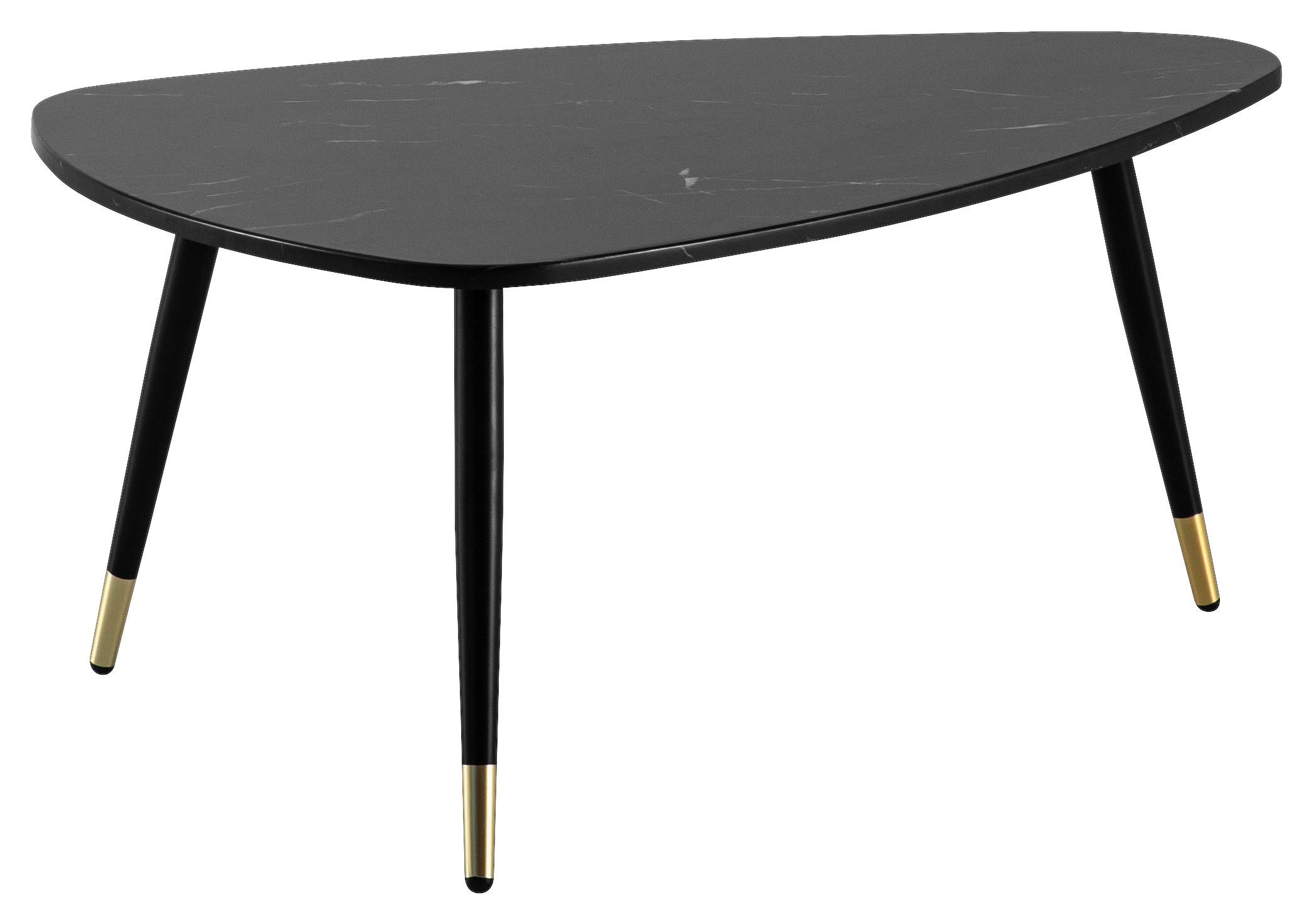 Couchtisch Marmoroptik Schwarz L: 90 cm - Goldfarben/Schwarz, Design, Holzwerkstoff/Metall (90/60/41cm) - MID.YOU