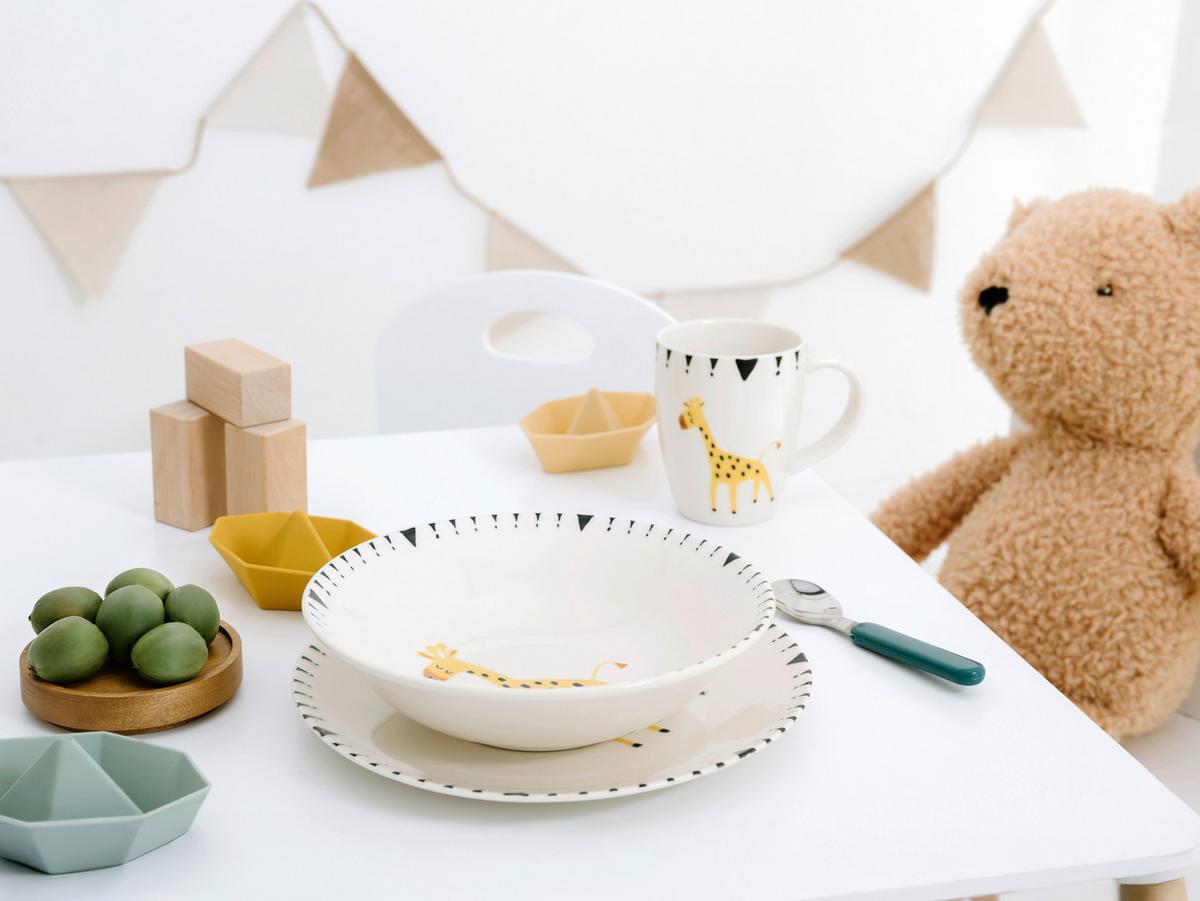 Kindergeschirrset 3 -Teilig. Steinzeug, Giraffe - Multicolor, Basics, Keramik - Creatable