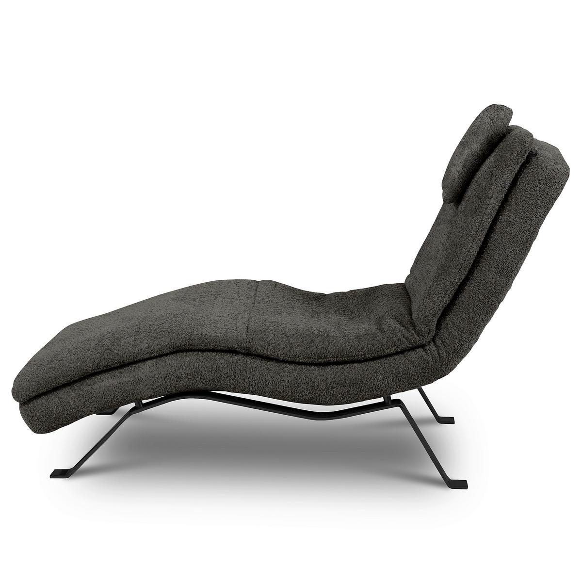 Relaxliege Black Anthrazit, B: 65cm - Anthrazit/Schwarz, Design, Leder (65/95/171cm) - Celina Home