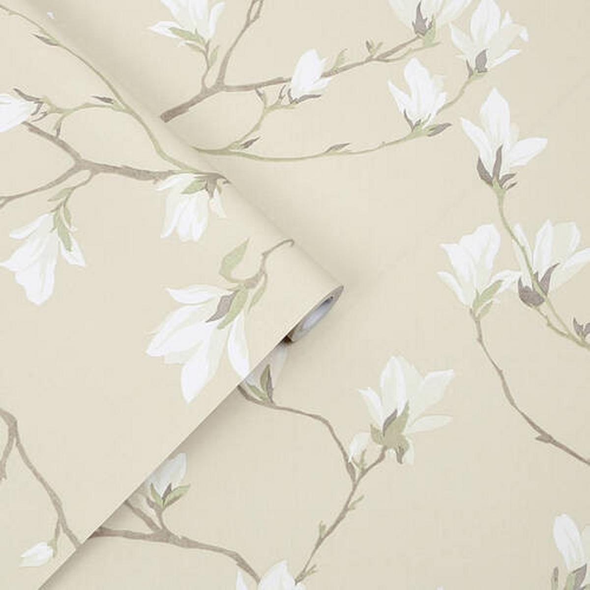 Vliestapete Magnolia Grove Natural - Beige, Basics, Papier/Kunststoff (52/1000cm)
