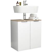 Waschbeckenunterschrank Donali Weiß/Eiche Dekor B:56cm - Weiß/Sonoma Eiche, MODERN, Holzwerkstoff (56/60/34cm) - MID.YOU