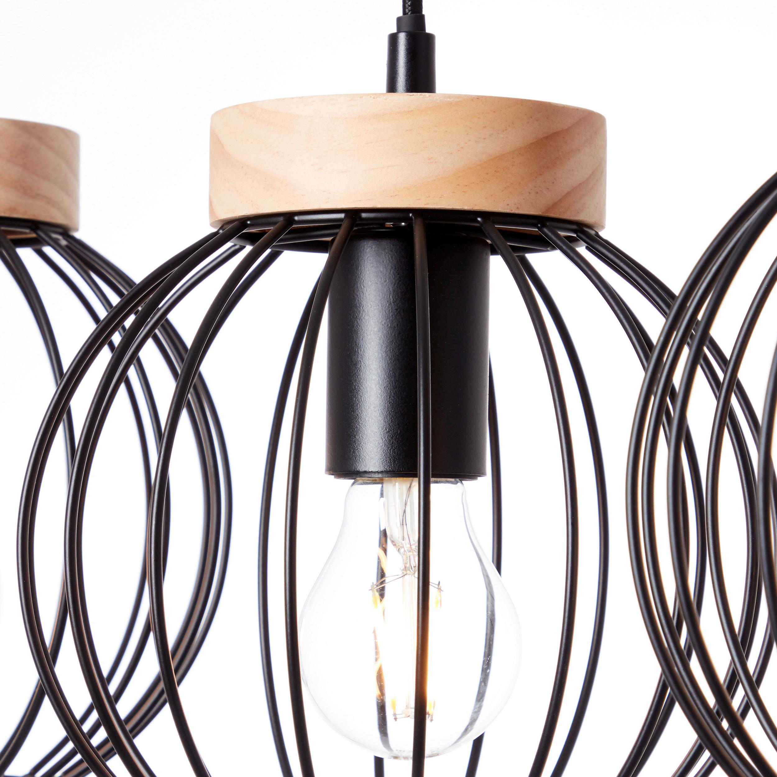 LED-Hängeleuchte Sorana H: 116 cm 3-Flammig - Schwarz/Braun, Design, Holz/Metall (65,5/20/116cm) - Brilliant