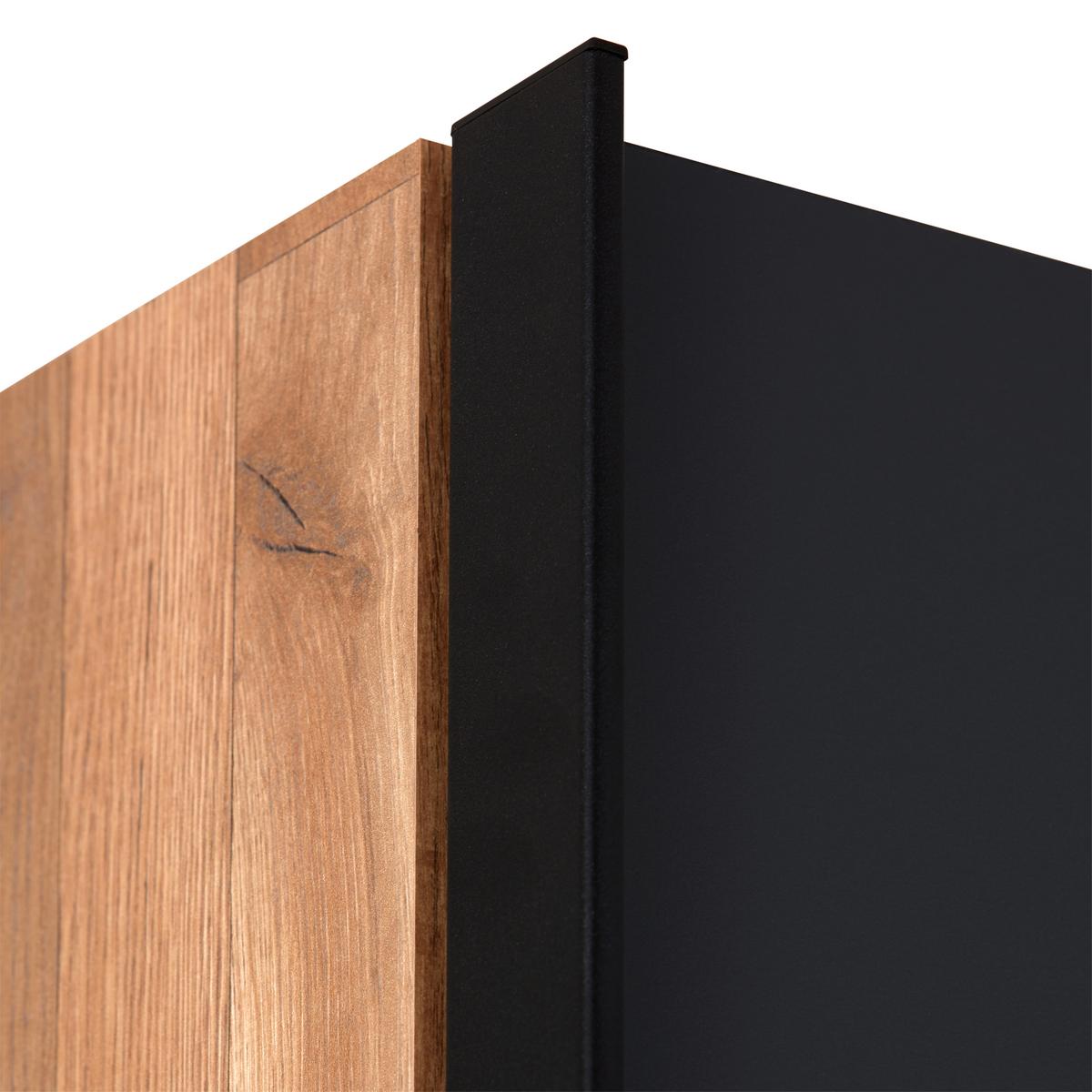 Schwebetürenschrank + LED 270cm , Graphit/Eiche Dekor - Eichefarben/Graphitfarben, KONVENTIONELL, Holzwerkstoff (270/225,5/60cm) - James Wood