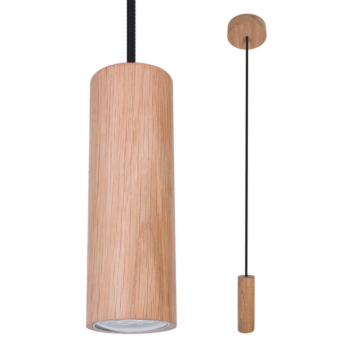 Hängeleuchte 8520144 madera 1/Eiche/Schwarz - Schwarz/Naturfarben, Natur, Holz (10/90-140cm)
