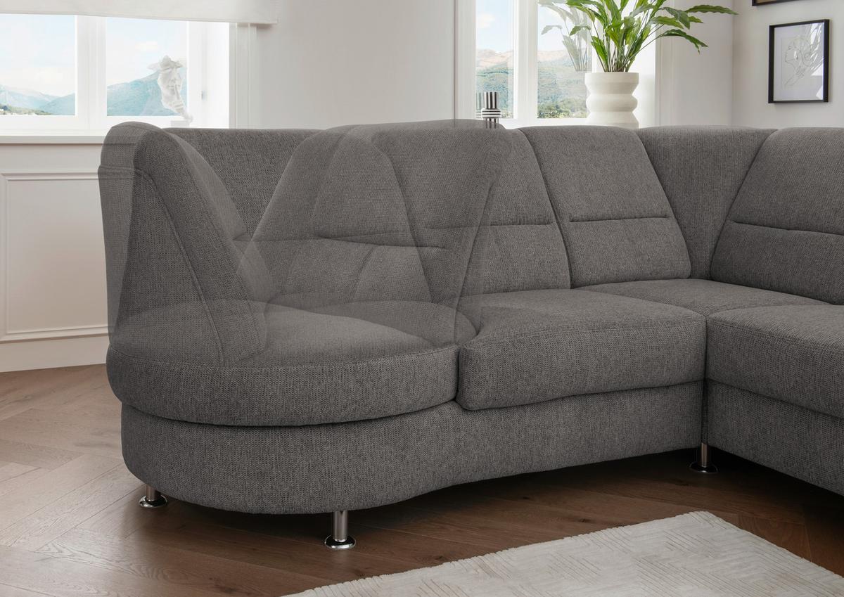 Ecksofa mit Relaxfunktion Parole Graubraun Chenille - Chromfarben/Graubraun, MODERN, Textil (236/275cm) - Livetastic