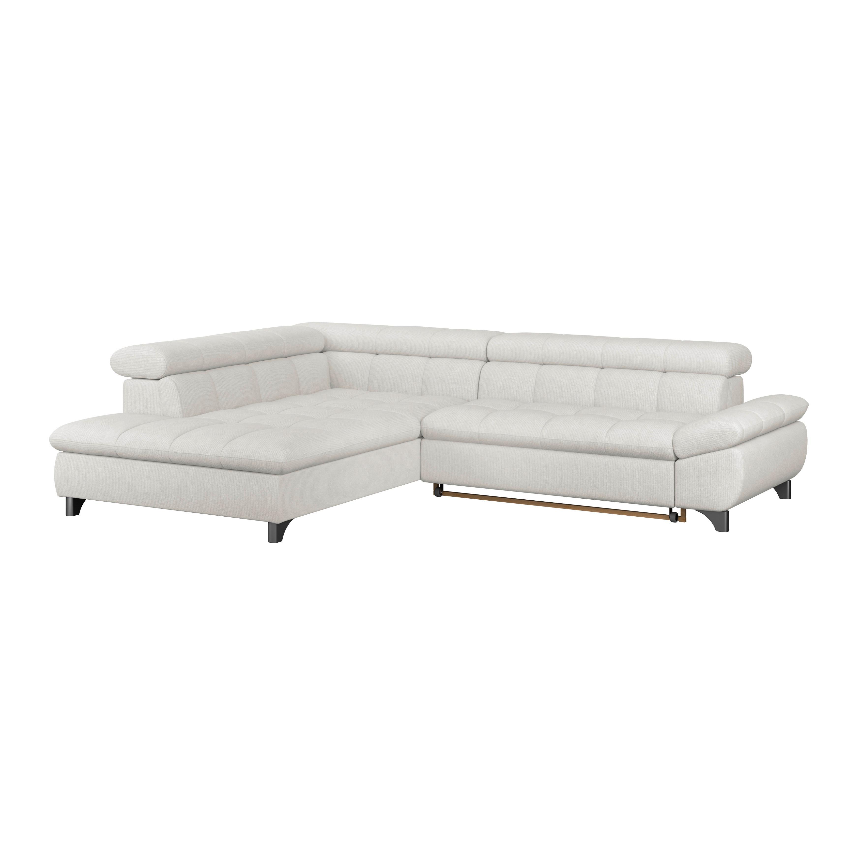 Rohová sedačka GEMINI S, ľavá, krémová ženilka - krémová/chrómová, Konventionell, kov/textil (234/312cm)