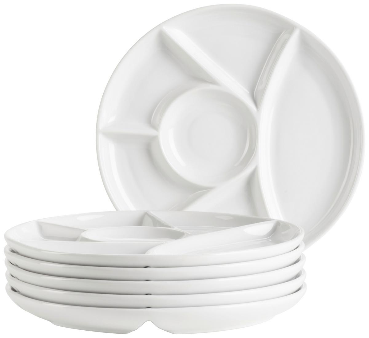 Tellerset Weiß, 6-teilig - Weiß, Trend, Keramik (22cm) - Mäser