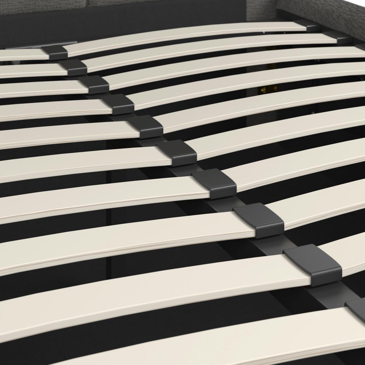 Čalouněná postel KAIA 180x200 cm, šedá - šedá/černá, Moderní, kov/dřevo (180/200cm) - Bessagi Home