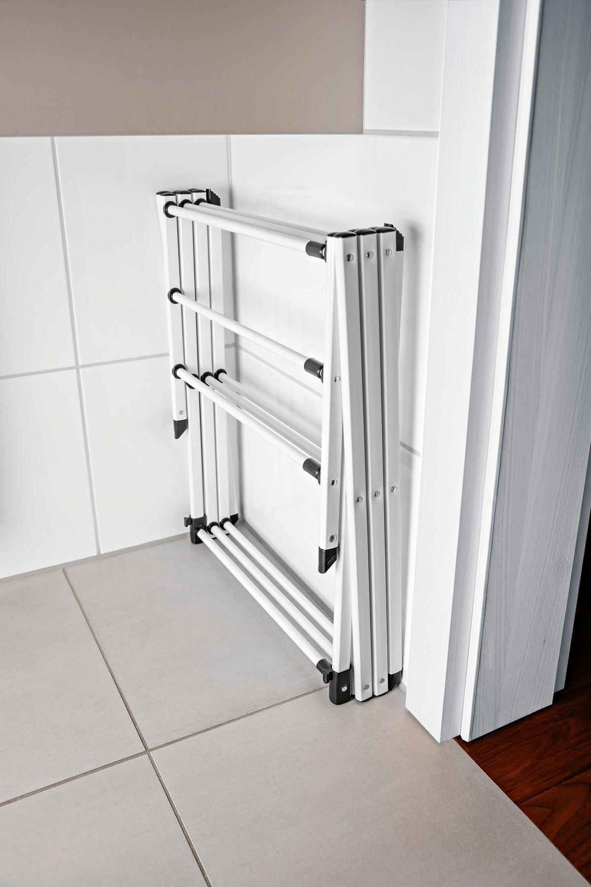 Wäscheständer Easymaxx Weiß, LxBxH: 75x37x104 cm - Weiß, Basics, Kunststoff/Metall (75/37/104cm)