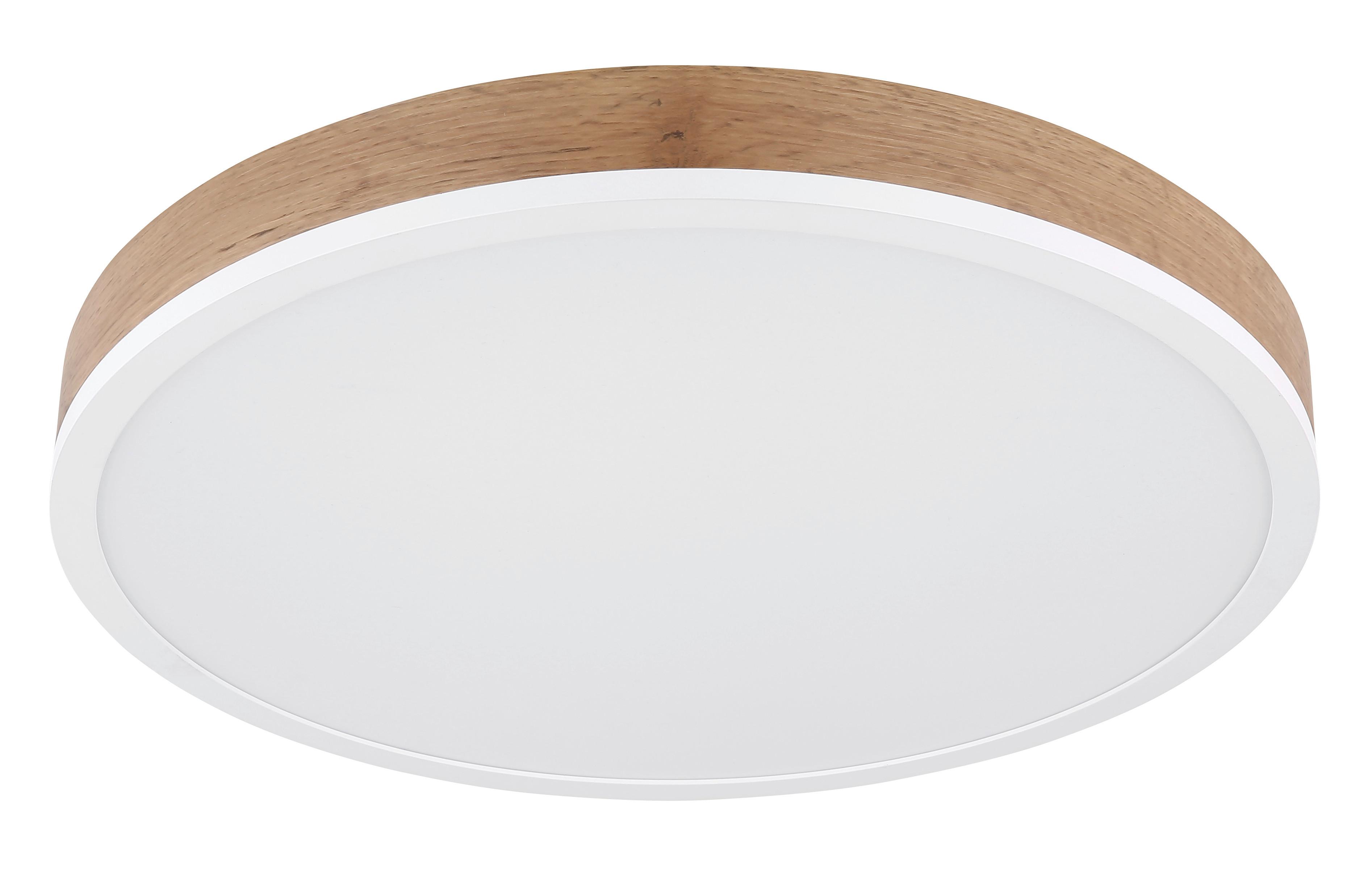 LED-DECKENLEUCHTE 416080WWD2R - Dunkelbraun/Opal, Natur, Holzwerkstoff/Kunststoff (45/45/8,5cm) - Globo