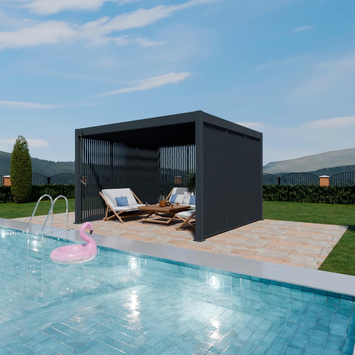 Pergola-seitenteil 113x233 Cm, Graphitfarben - Graphitfarben, Basics, Metall (113,3/233,5/6,5cm)