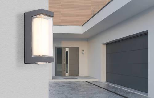 Außenwandleuchte 34316 - Transparent/Anthrazit, Design, Kunststoff/Metall (7,5/8,2/18,7cm) - Globo