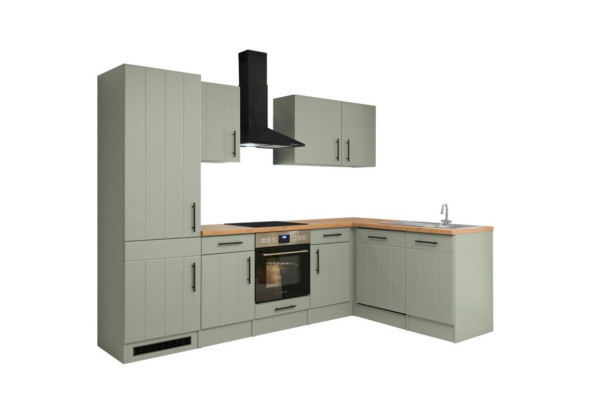 Eckküche Anton Wildeiche/Schilfgrün B: 280cm - Schilfgrün/Wildeiche, Trend, Holzwerkstoff (280/172cm) - Respekta
