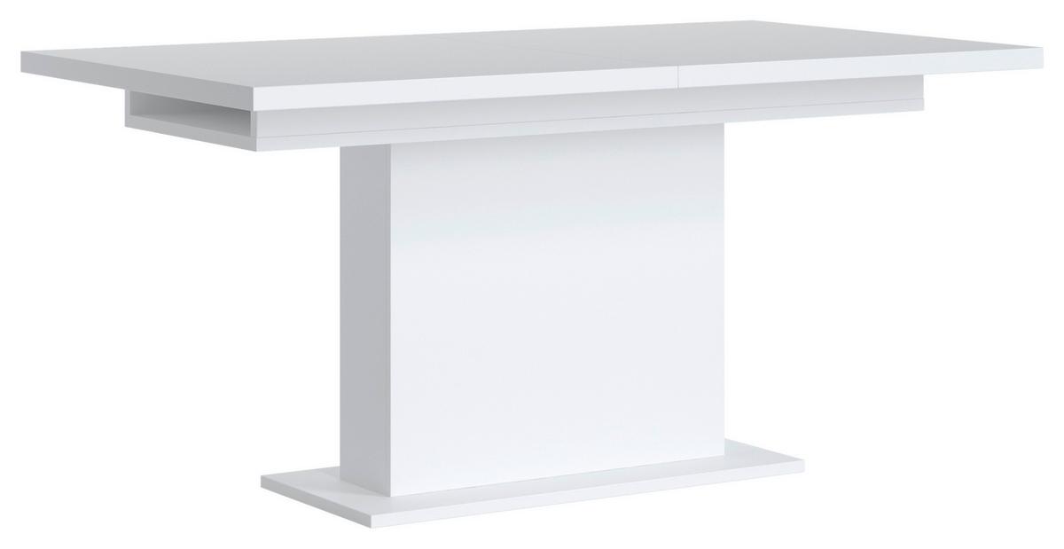 Campania Esstisch Alpinweiss, B: 160-200 cm - Weiß, Trend, Holzwerkstoff (160-200/76/90cm)