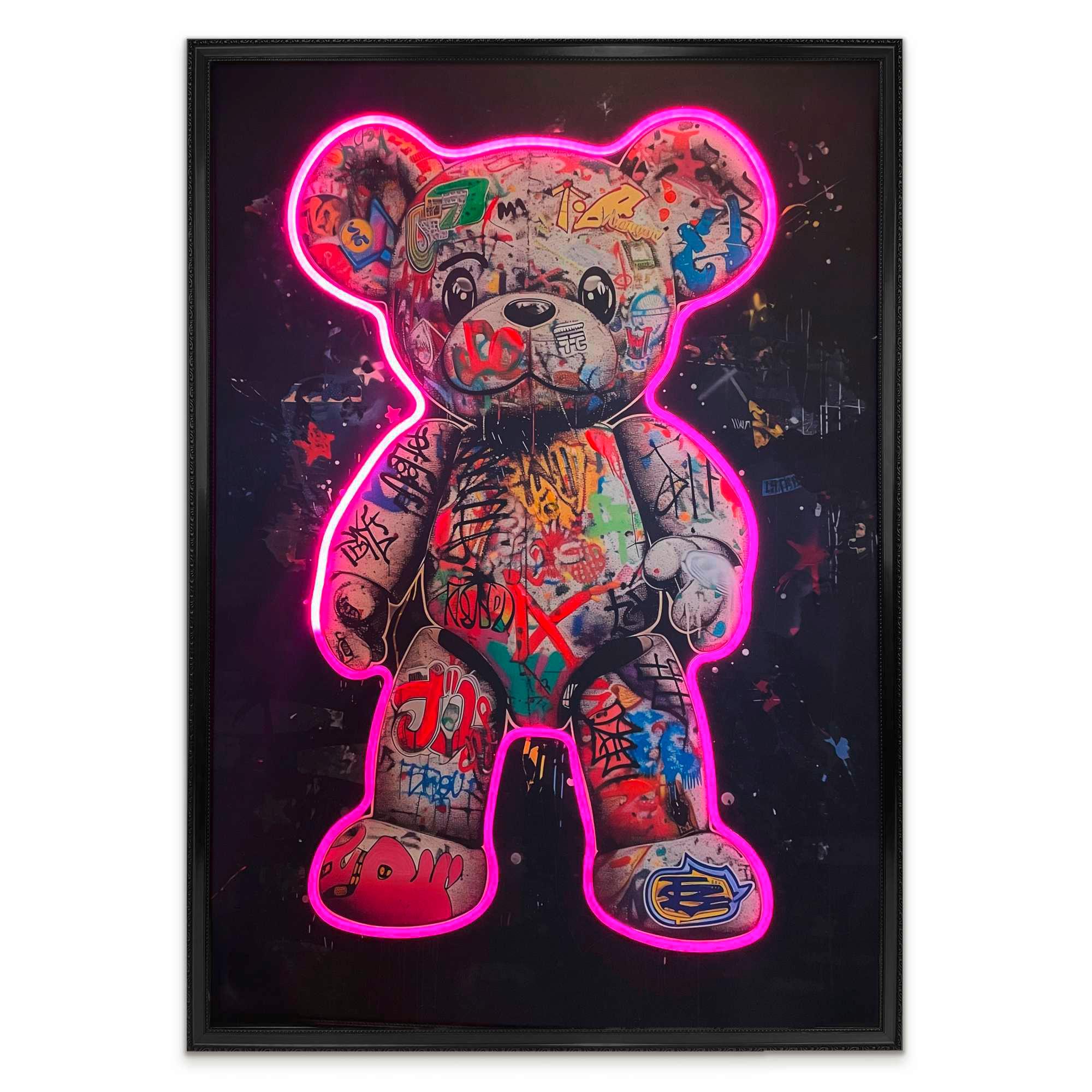 Bild Neon Black Bear - Multicolor/Schwarz, Basics, Holzwerkstoff/Kunststoff (70/100/3,5cm)