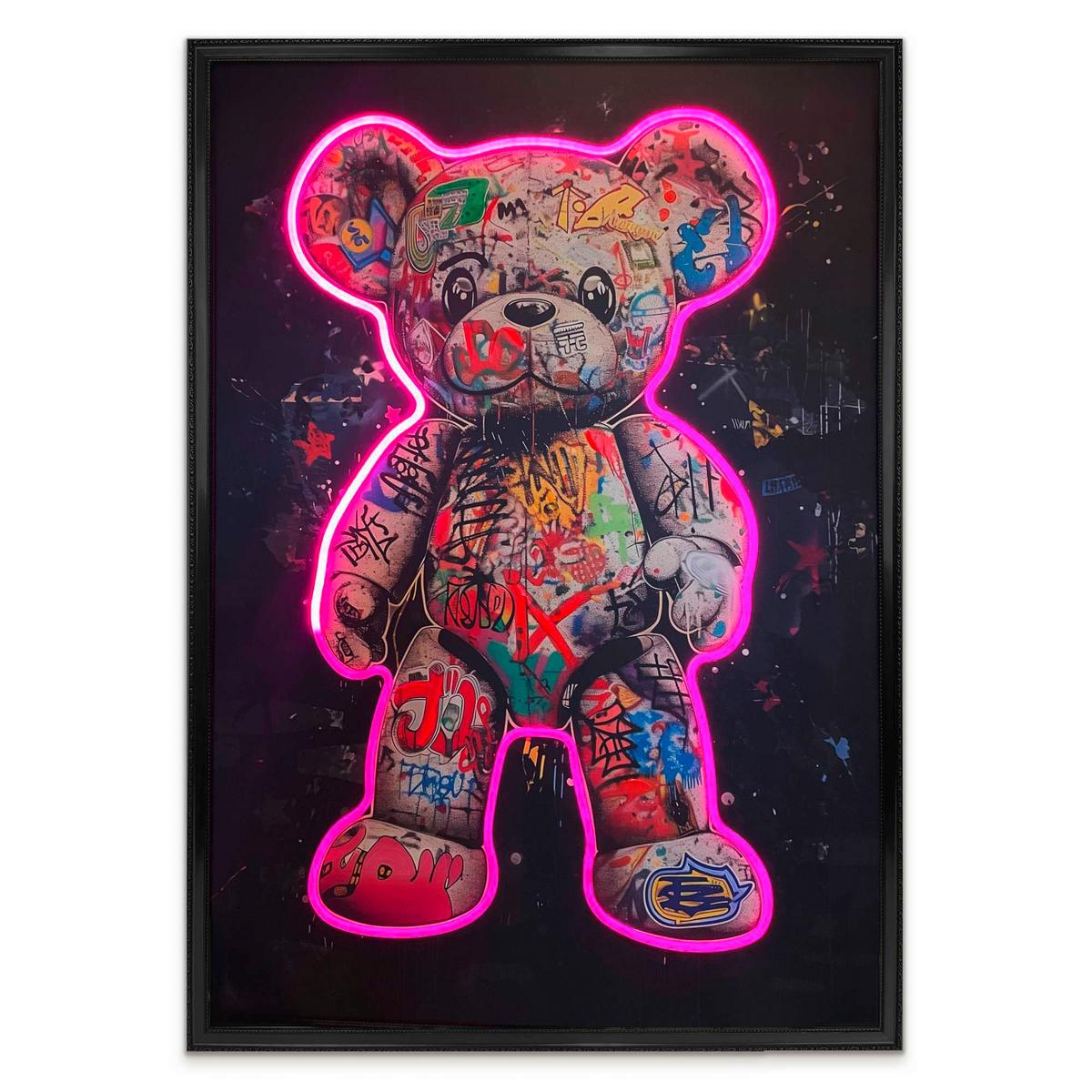 Bild Neon Black Bear - Multicolor/Schwarz, Basics, Holzwerkstoff/Kunststoff (70/100/3,5cm)