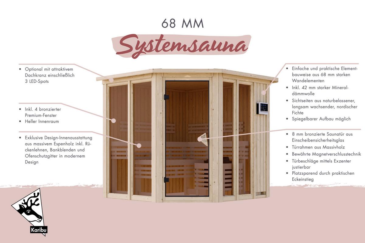 Sauna Kea 1 210/202/210 Cm - Fichtefarben, Basics, Holz (210/202/210cm)